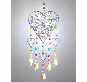 Beaded Heart colored glass chime